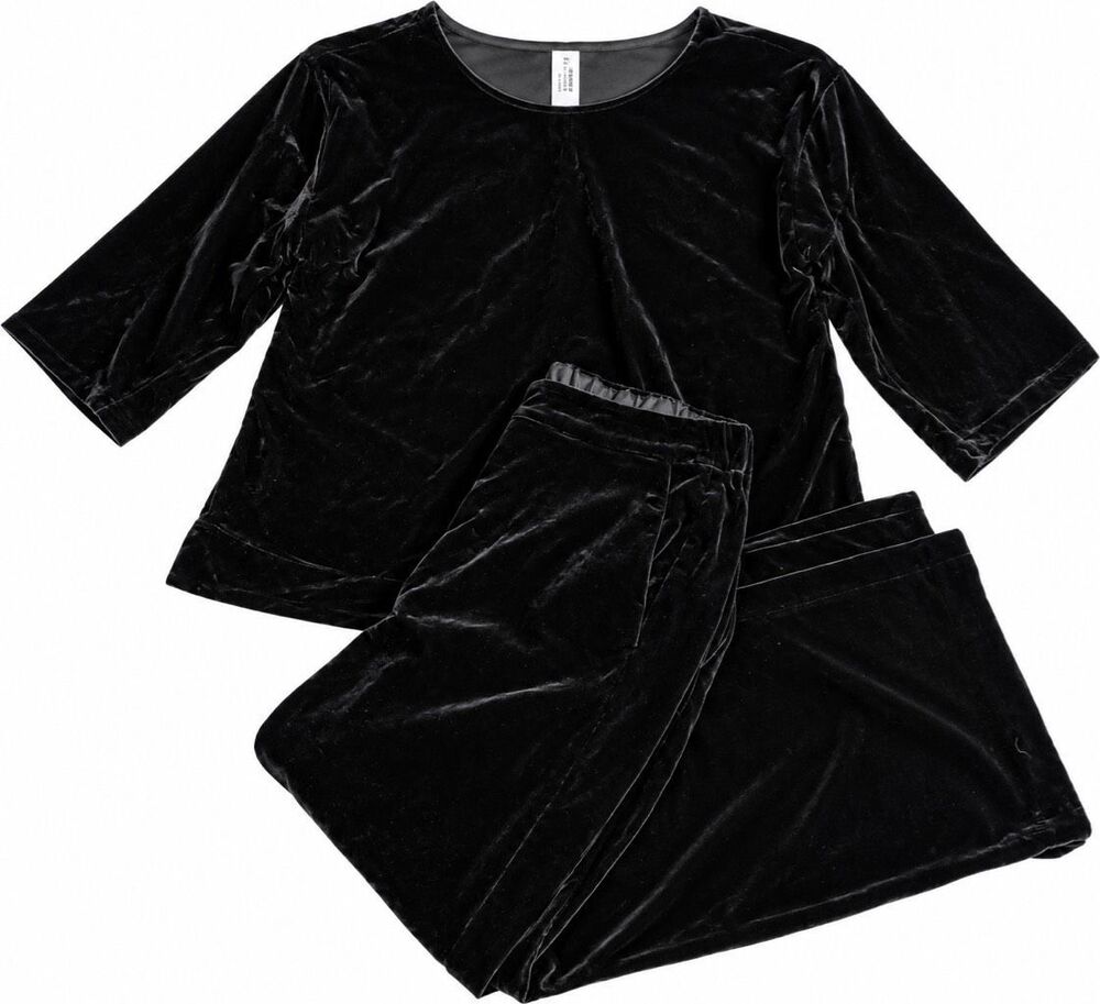 NWT Soft Surroundings Black Velvet Aria Tunic Pants 2 Piece Set Size Medium New